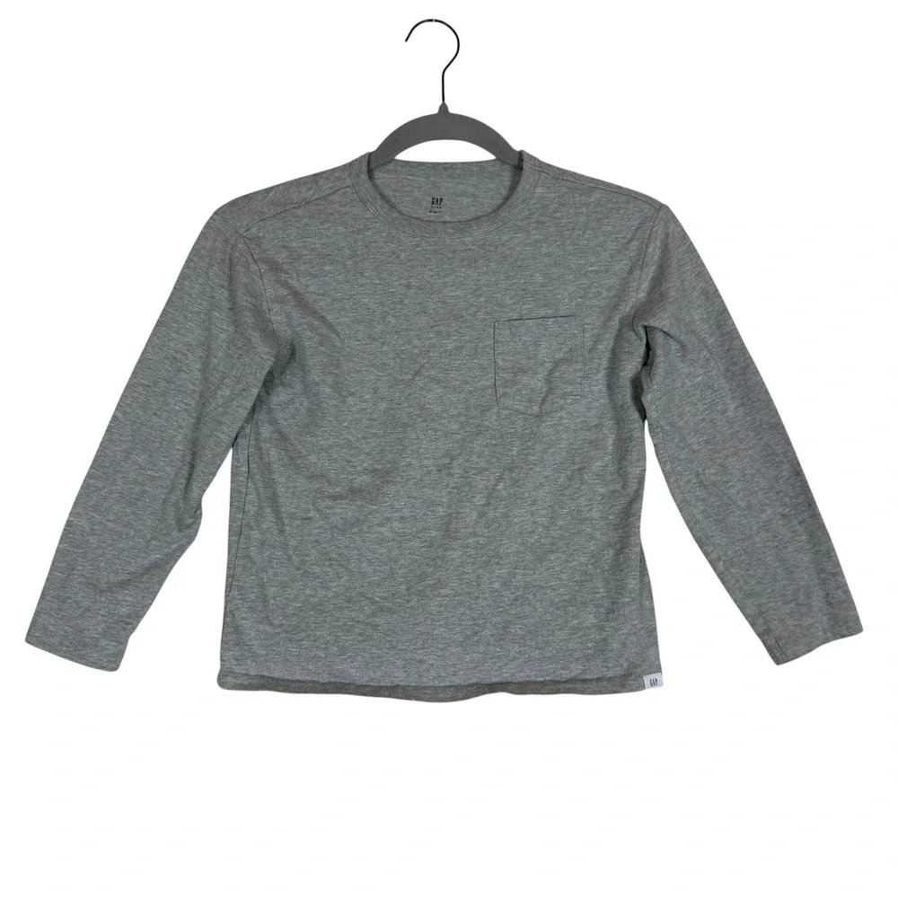 Gap Shirt Kids S 6-7 Gray Pocket Long Sleeve Tagless Jersey Tee Top Basic